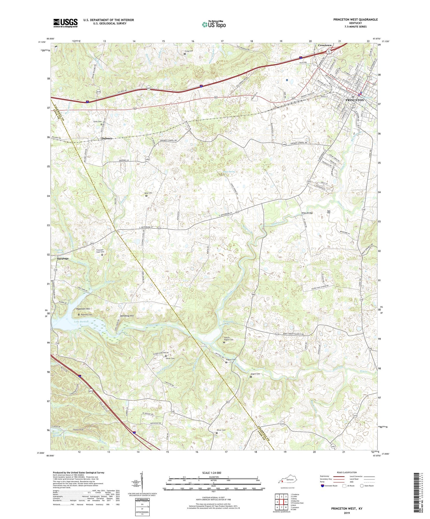 Princeton West Kentucky US Topo Map Image