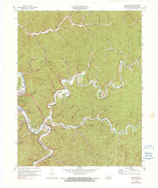 Classic USGS Quicksand Kentucky 7.5'x7.5' Topo Map Image