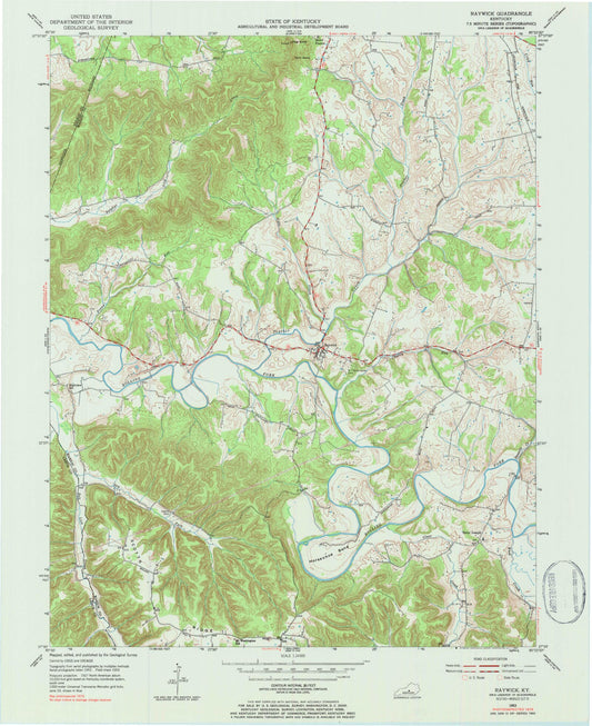 Classic USGS Raywick Kentucky 7.5'x7.5' Topo Map Image