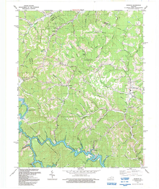 Classic USGS Redbush Kentucky 7.5'x7.5' Topo Map Image