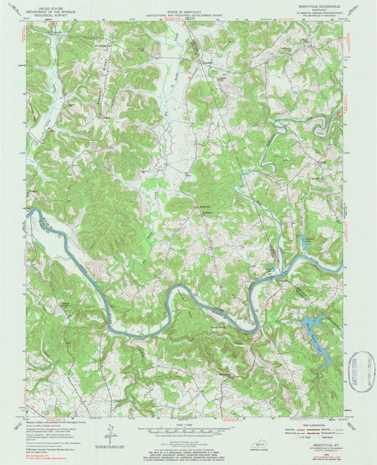 Classic USGS Reedyville Kentucky 7.5'x7.5' Topo Map Image