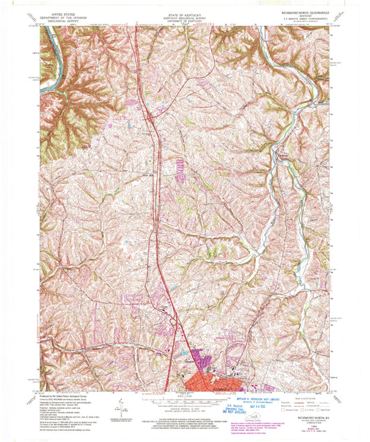 Classic USGS Richmond North Kentucky 7.5'x7.5' Topo Map Image