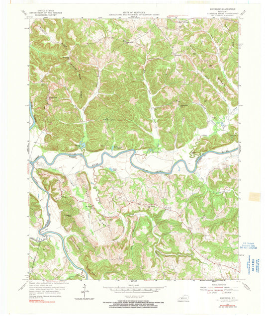 Classic USGS Riverside Kentucky 7.5'x7.5' Topo Map Image