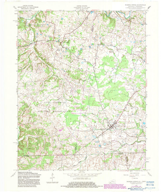 Classic USGS Roaring Spring Kentucky 7.5'x7.5' Topo Map Image