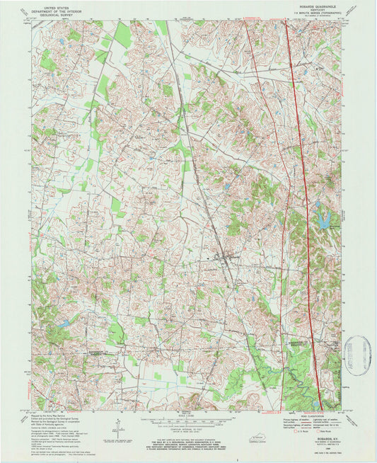 Classic USGS Robards Kentucky 7.5'x7.5' Topo Map Image