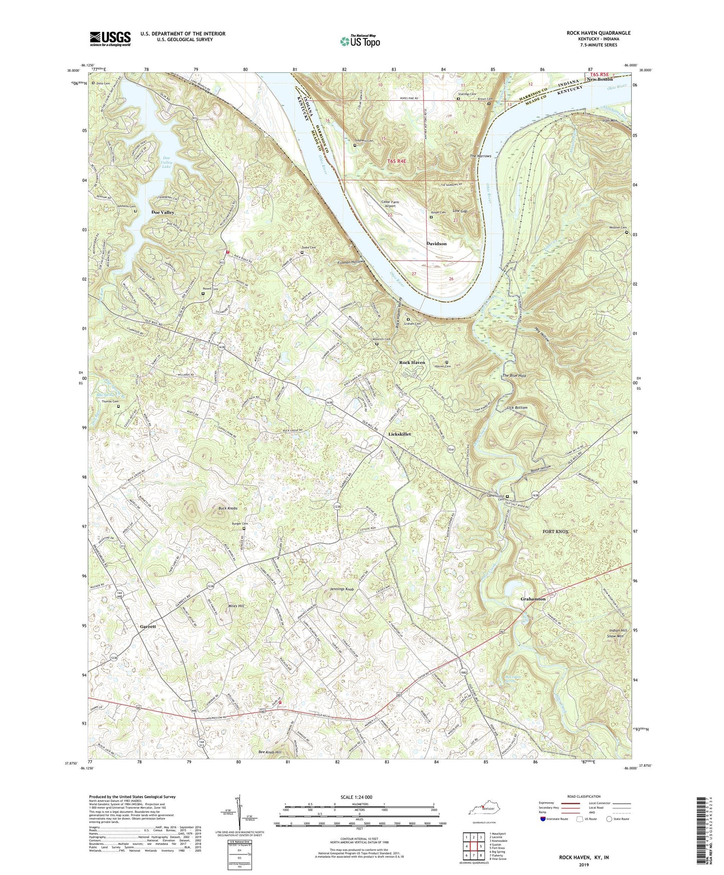 Rock Haven Kentucky US Topo Map Image