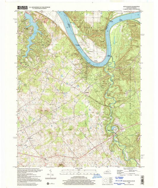 Classic USGS Rock Haven Kentucky 7.5'x7.5' Topo Map Image