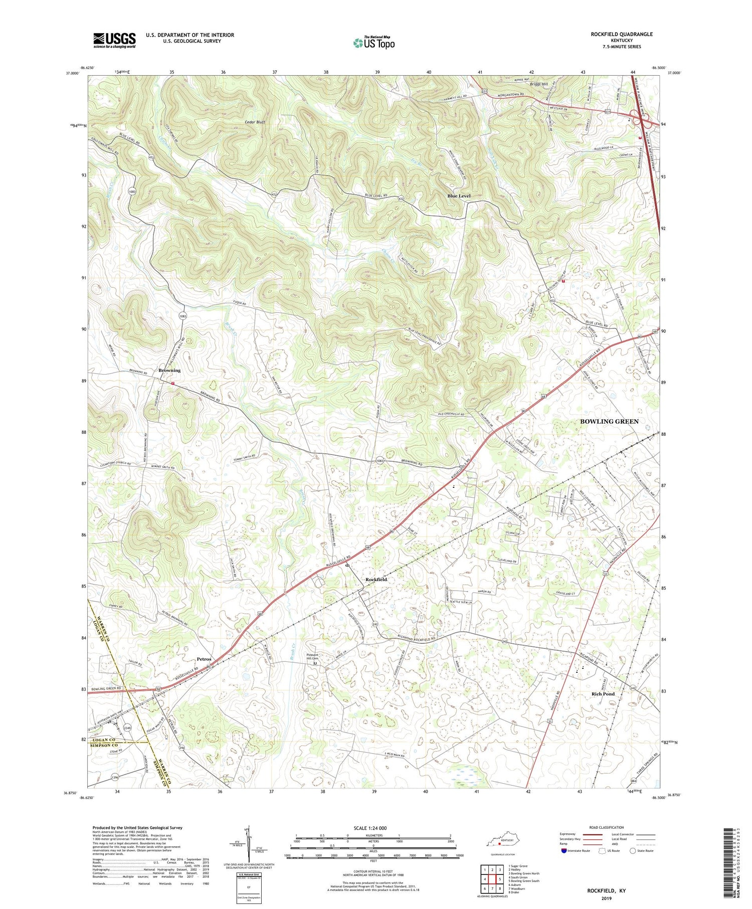 Rockfield Kentucky US Topo Map Image