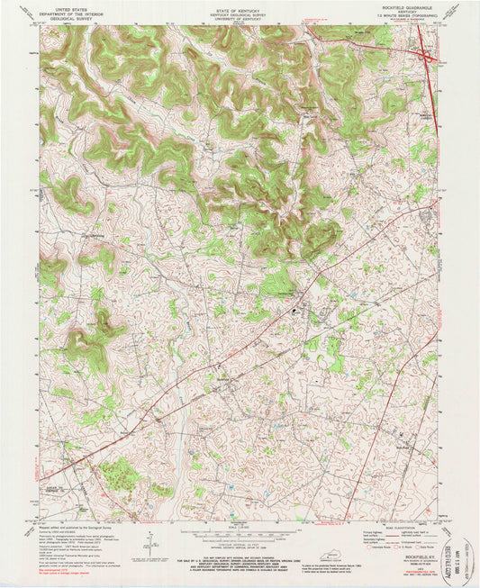Classic USGS Rockfield Kentucky 7.5'x7.5' Topo Map Image