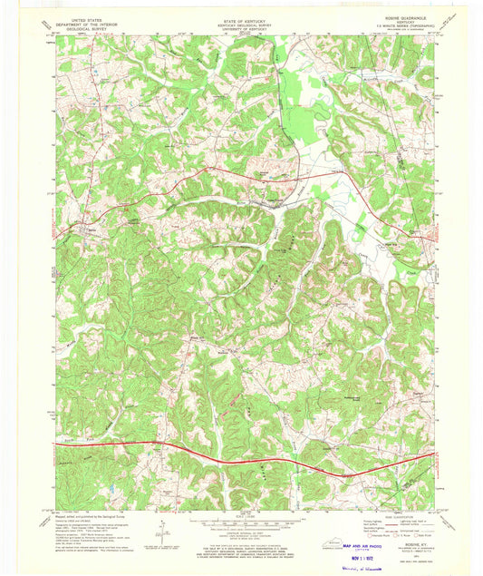 Classic USGS Rosine Kentucky 7.5'x7.5' Topo Map Image