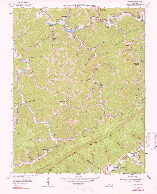 Classic USGS Roxana Kentucky 7.5'x7.5' Topo Map Image