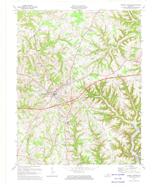 Classic USGS Russell Springs Kentucky 7.5'x7.5' Topo Map Image