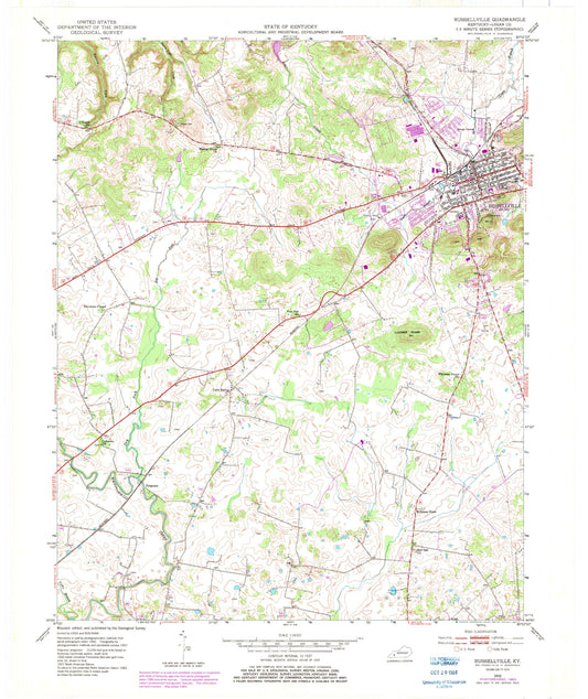Classic USGS Russellville Kentucky 7.5'x7.5' Topo Map Image