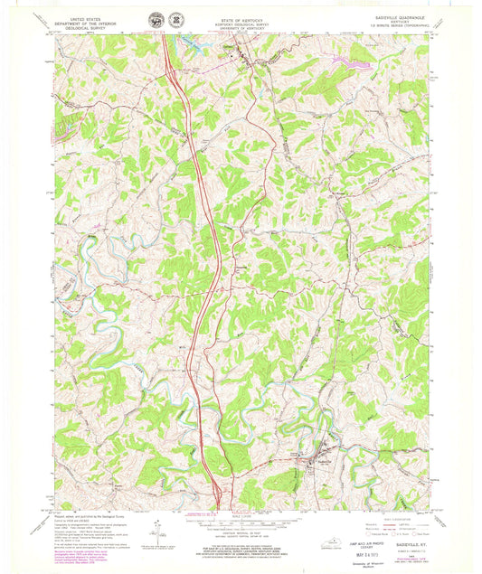 Classic USGS Sadieville Kentucky 7.5'x7.5' Topo Map Image
