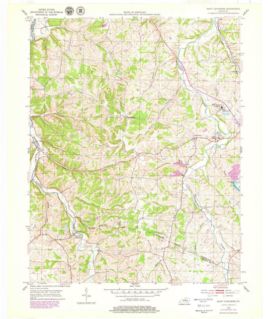 Classic USGS Saint Catharine Kentucky 7.5'x7.5' Topo Map Image