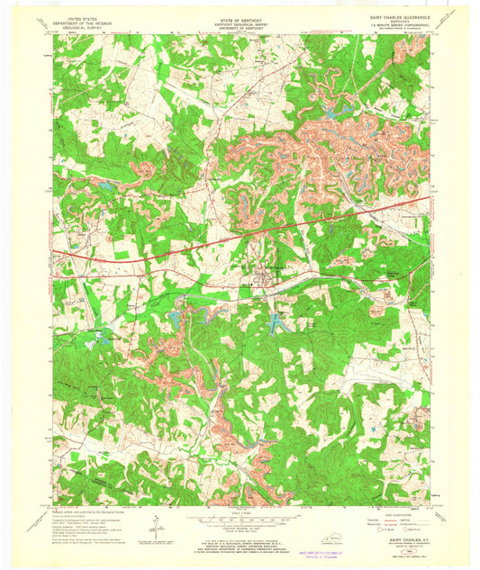 Classic USGS Saint Charles Kentucky 7.5'x7.5' Topo Map Image