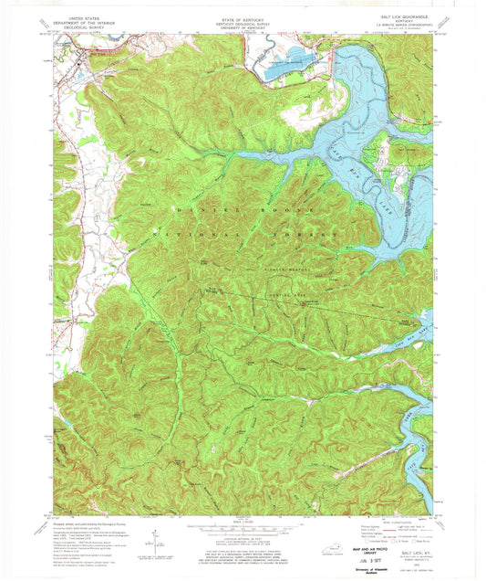 Classic USGS Salt Lick Kentucky 7.5'x7.5' Topo Map Image