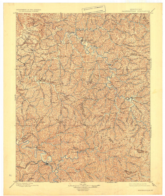 Historic 1899 Saylersville Kentucky 30'x30' Topo Map Image
