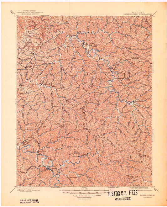 Historic 1889 Saylersville Kentucky 30'x30' Topo Map Image