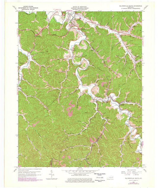 Classic USGS Salyersville South Kentucky 7.5'x7.5' Topo Map Image