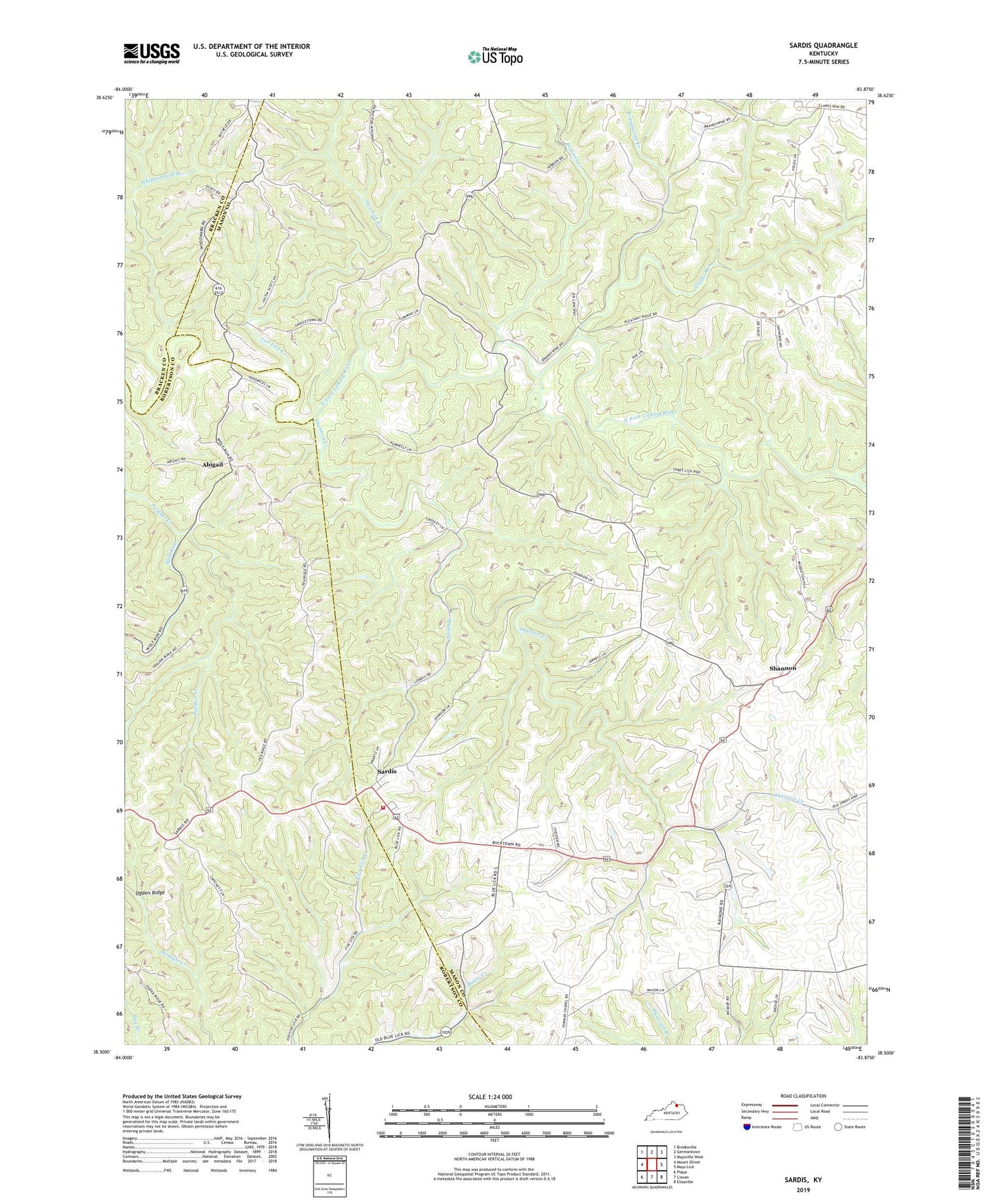 Sardis Kentucky US Topo Map Image