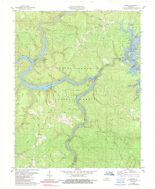 Classic USGS Sawyer Kentucky 7.5'x7.5' Topo Map Image