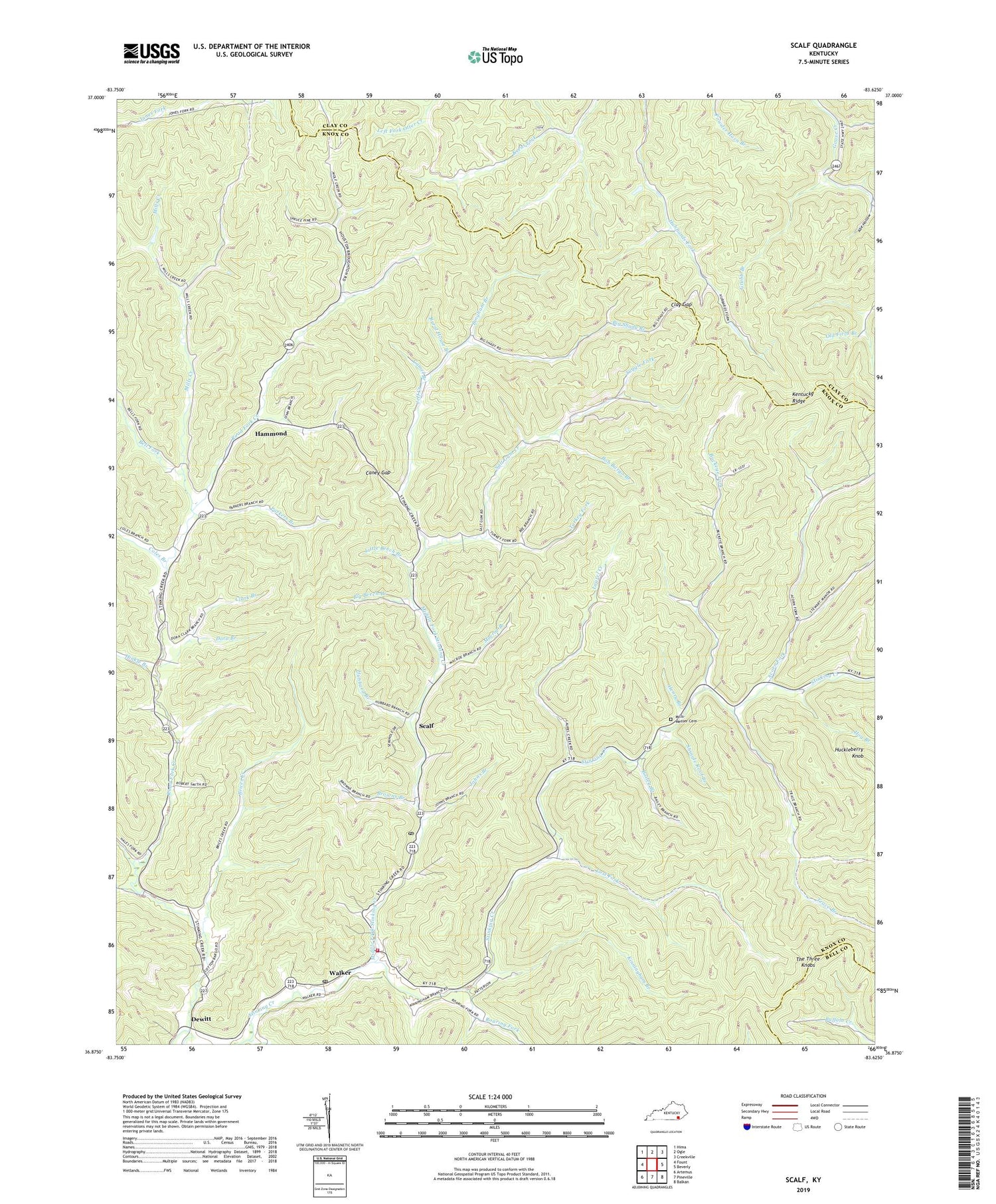 Scalf Kentucky US Topo Map Image