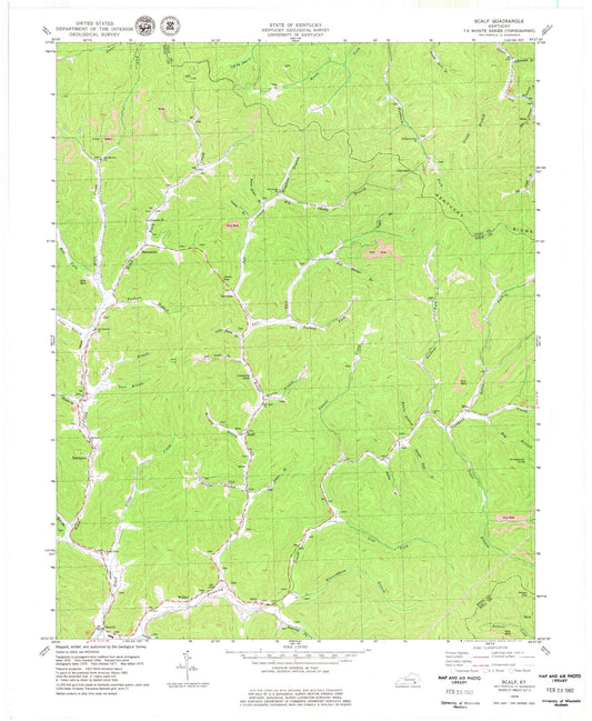 Classic USGS Scalf Kentucky 7.5'x7.5' Topo Map Image