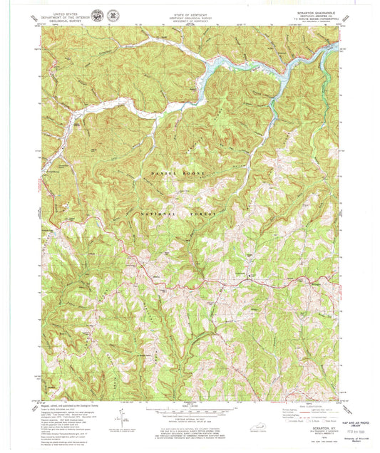 Classic USGS Scranton Kentucky 7.5'x7.5' Topo Map Image