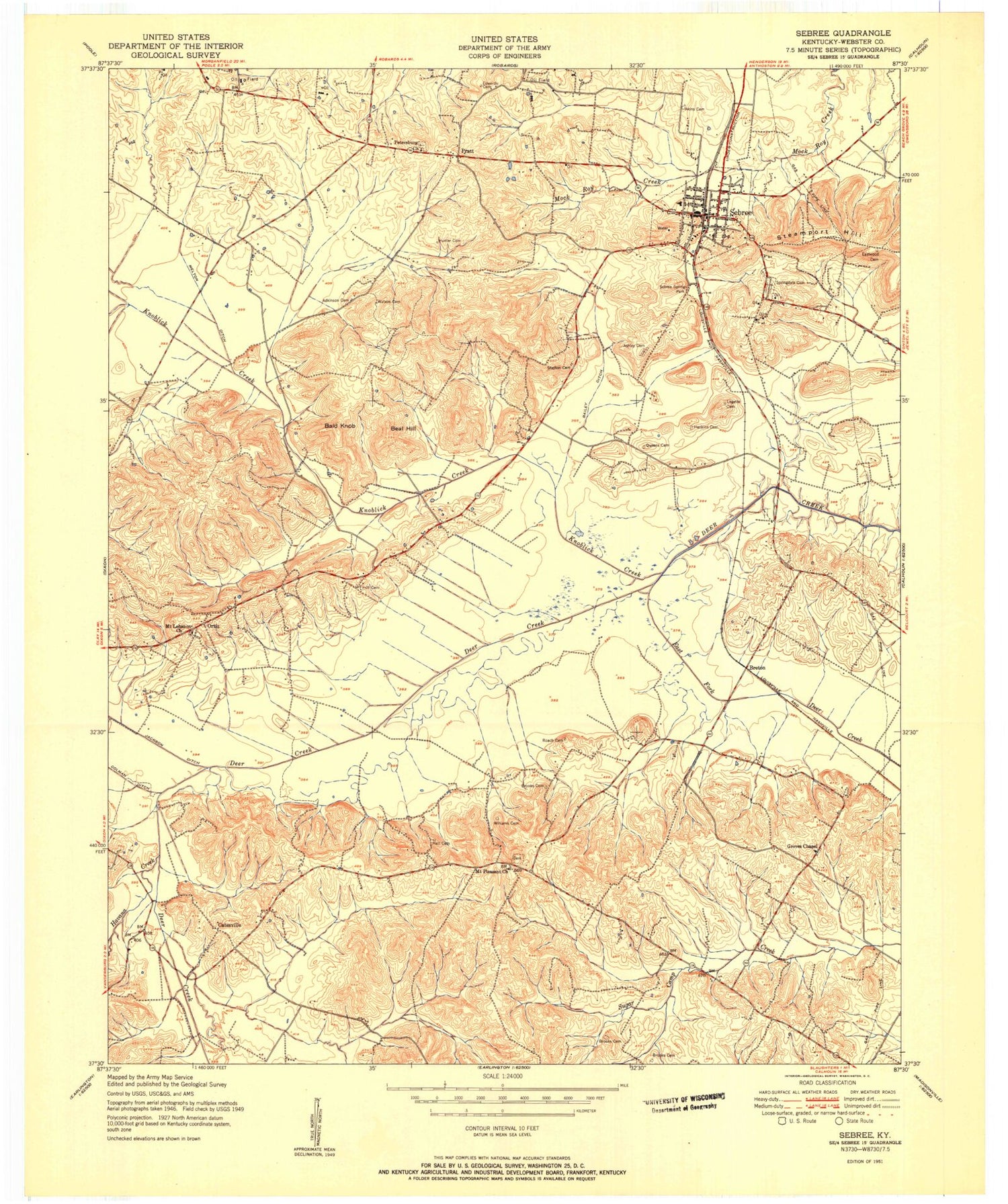 Classic USGS Sebree Kentucky 7.5'x7.5' Topo Map – MyTopo Map Store