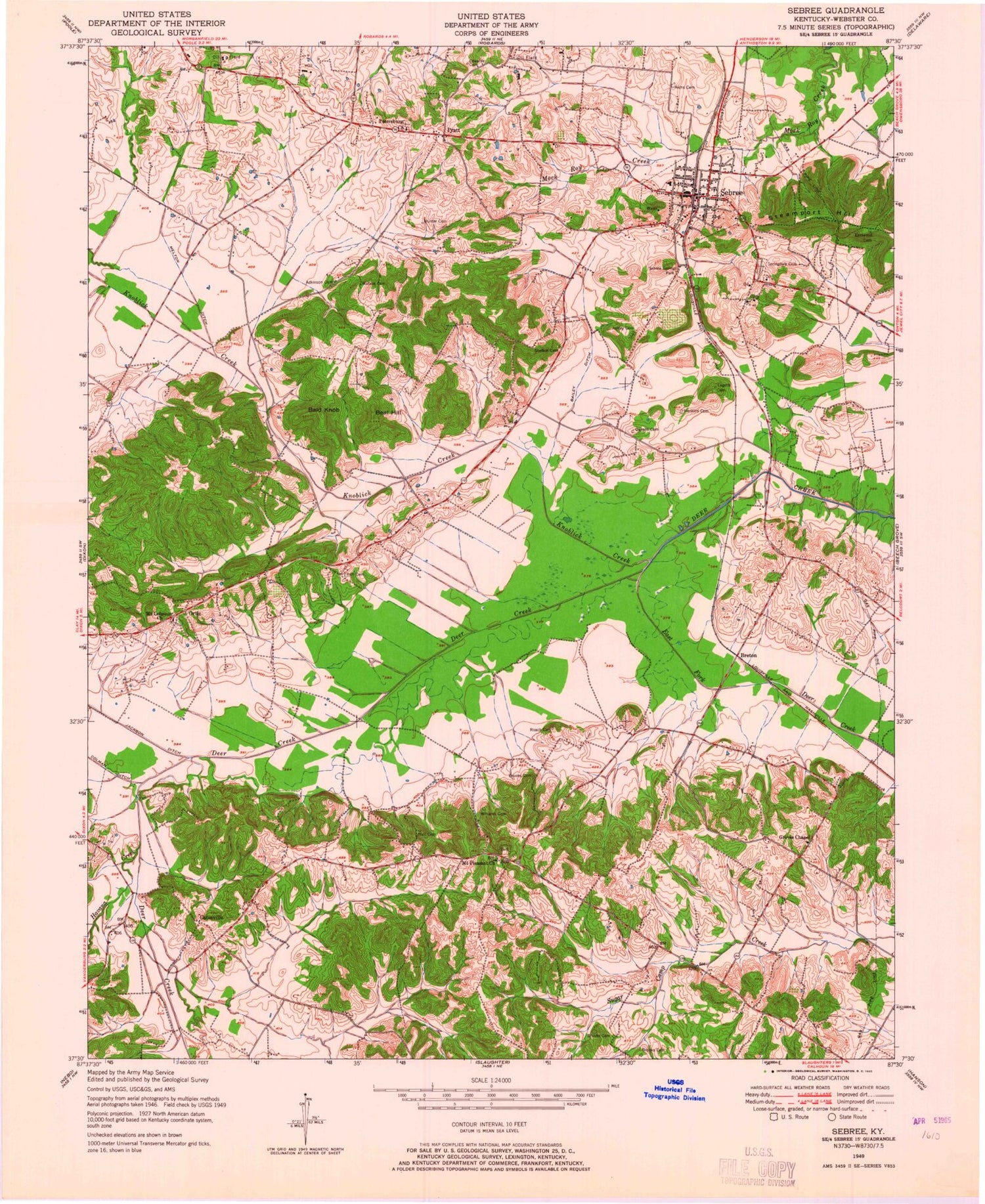Classic USGS Sebree Kentucky 7.5'x7.5' Topo Map – MyTopo Map Store