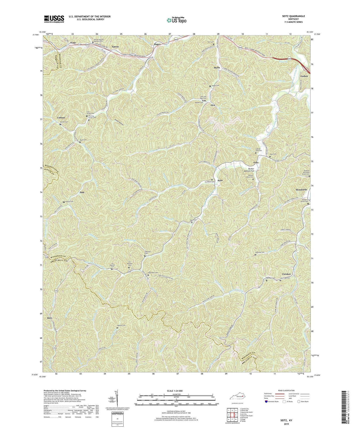 Seitz Kentucky US Topo Map Image
