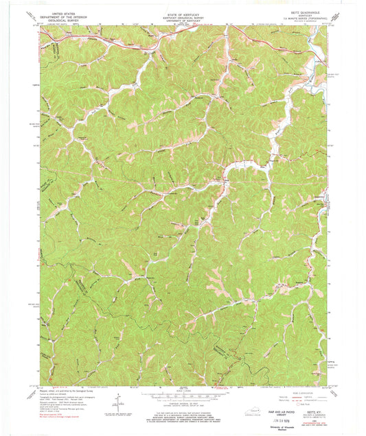 Classic USGS Seitz Kentucky 7.5'x7.5' Topo Map Image
