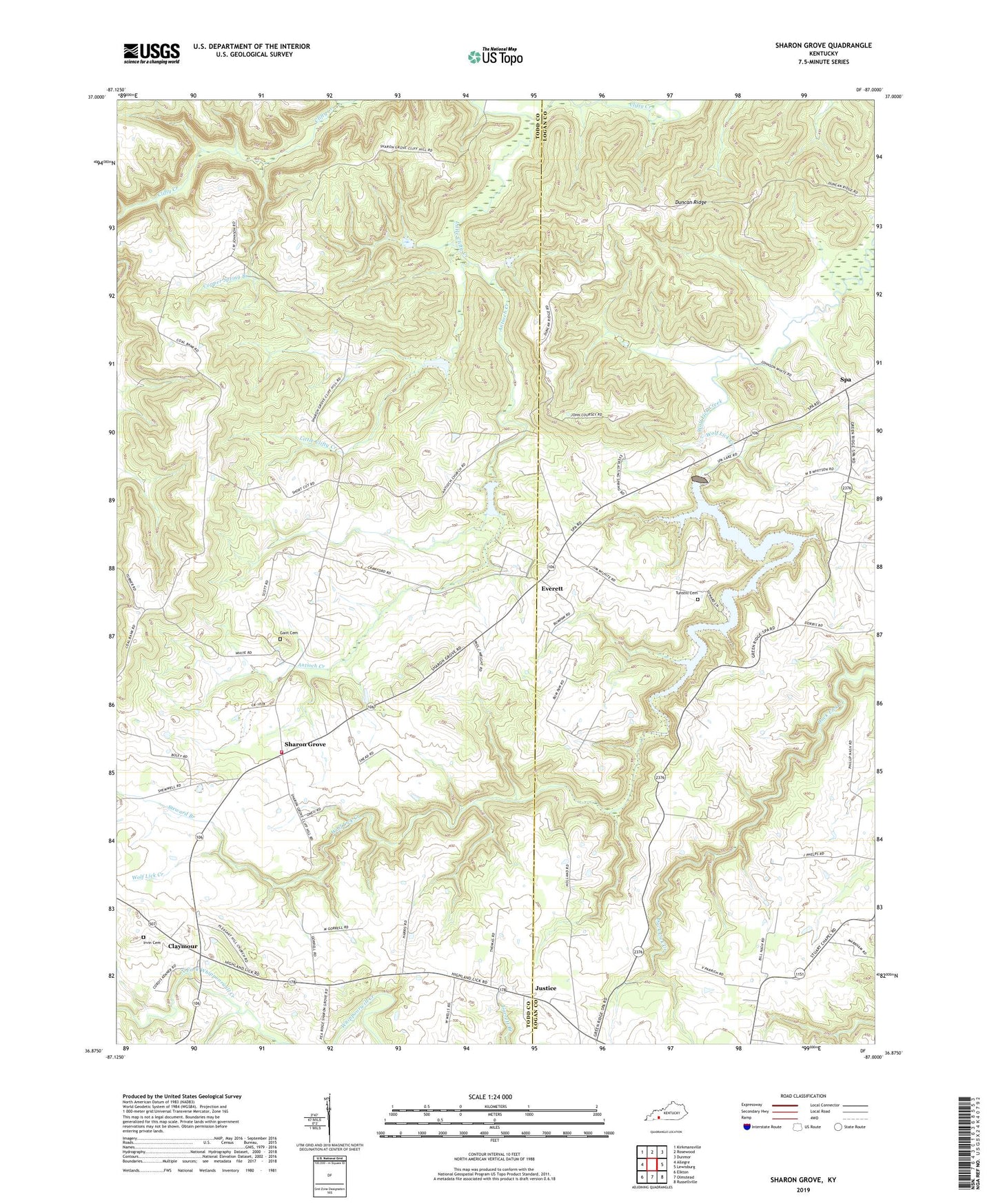 Sharon Grove Kentucky US Topo Map Image