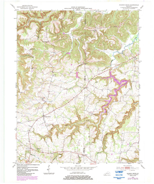 Classic USGS Sharon Grove Kentucky 7.5'x7.5' Topo Map Image