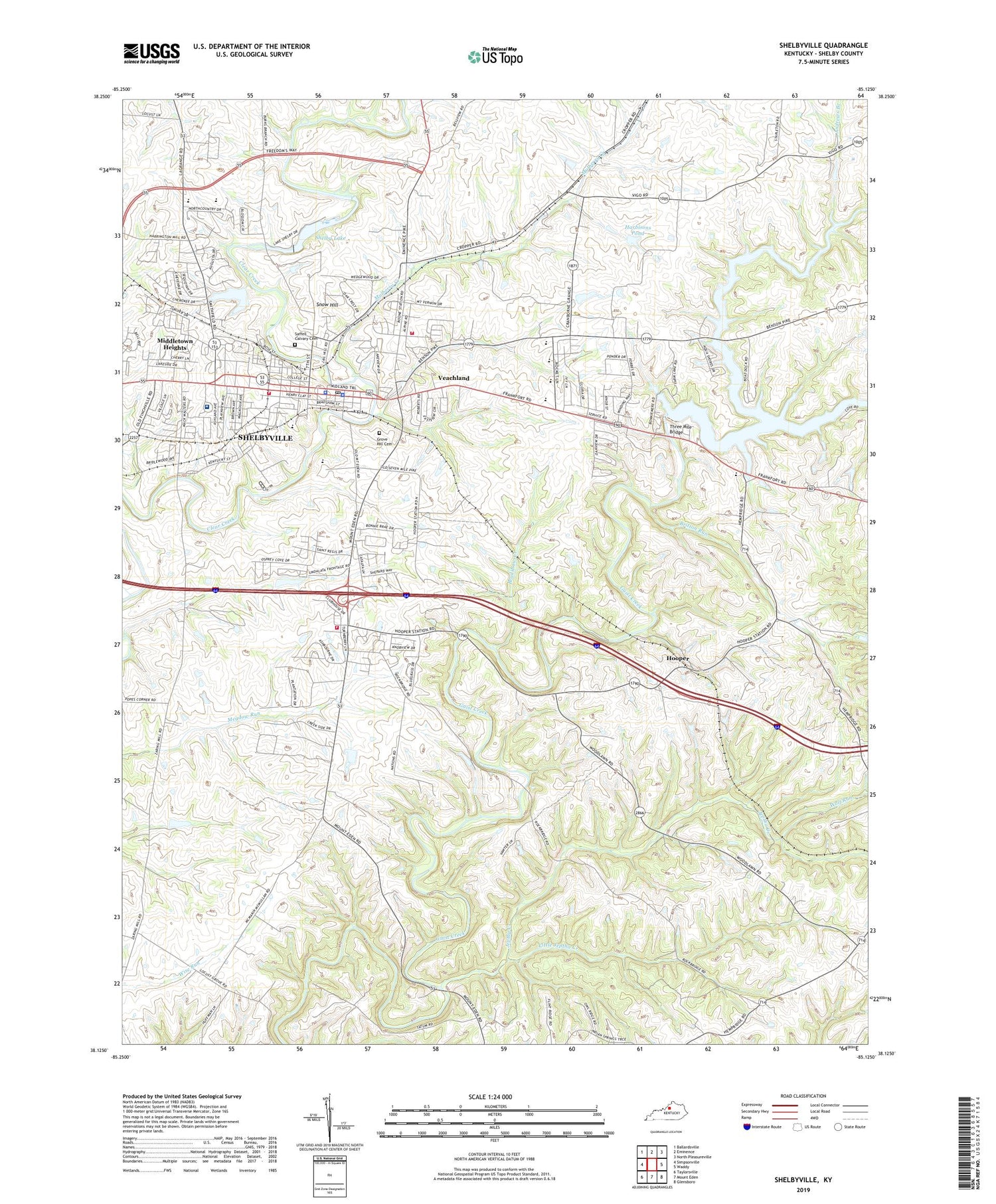 Shelbyville Kentucky US Topo Map Image