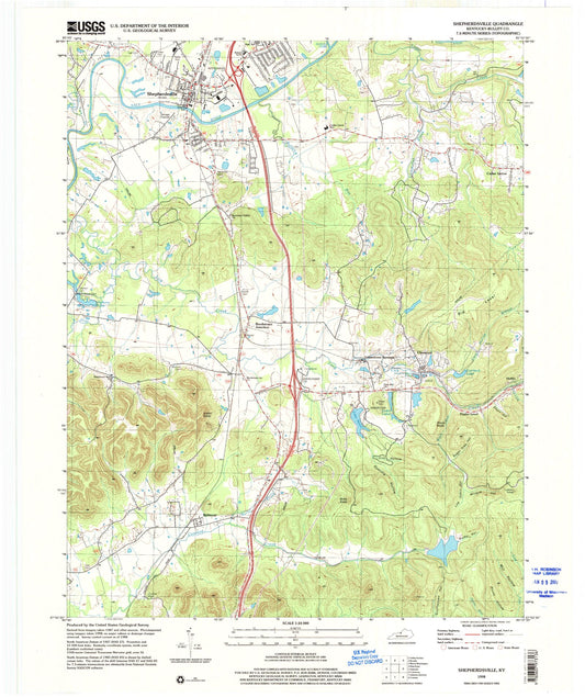 Classic USGS Shepherdsville Kentucky 7.5'x7.5' Topo Map Image