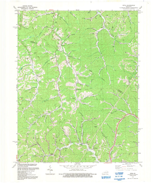 Classic USGS Sitka Kentucky 7.5'x7.5' Topo Map Image