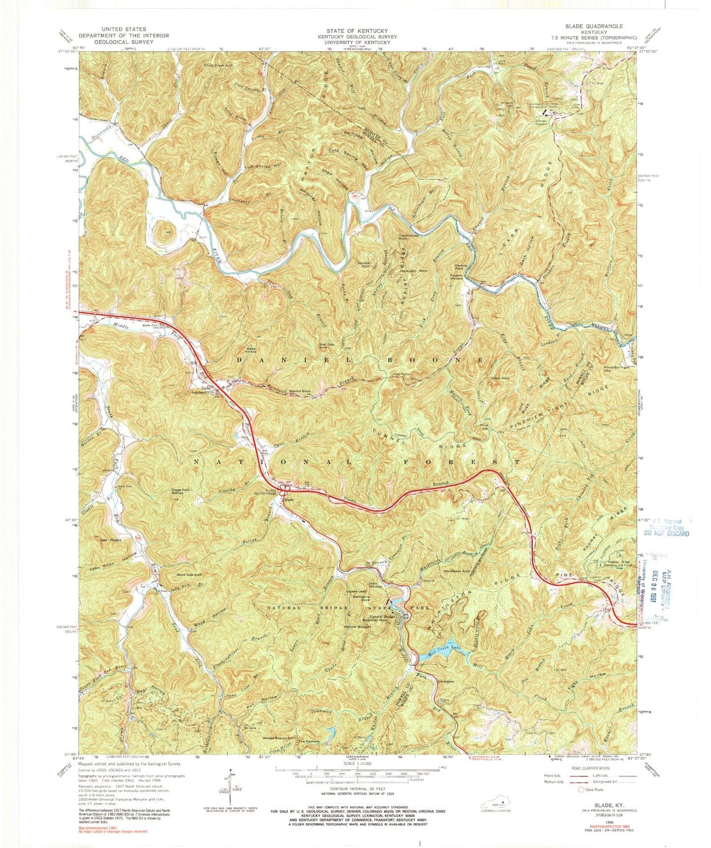 USGS Classic Slade Kentucky 7.5'x7.5' Topo Map Image