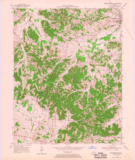 Classic USGS Slaughters Kentucky 7.5'x7.5' Topo Map Image