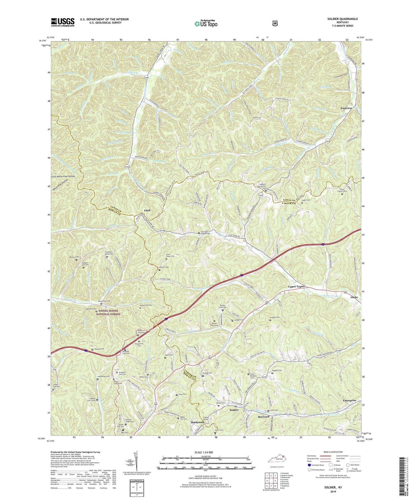 Soldier Kentucky US Topo Map Image