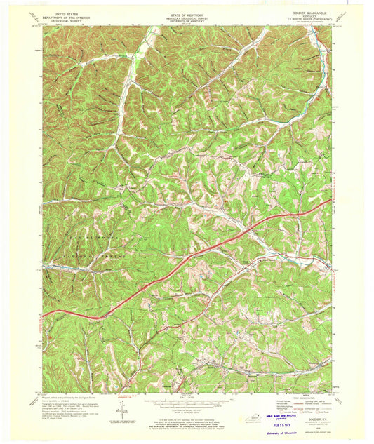 Classic USGS Soldier Kentucky 7.5'x7.5' Topo Map Image