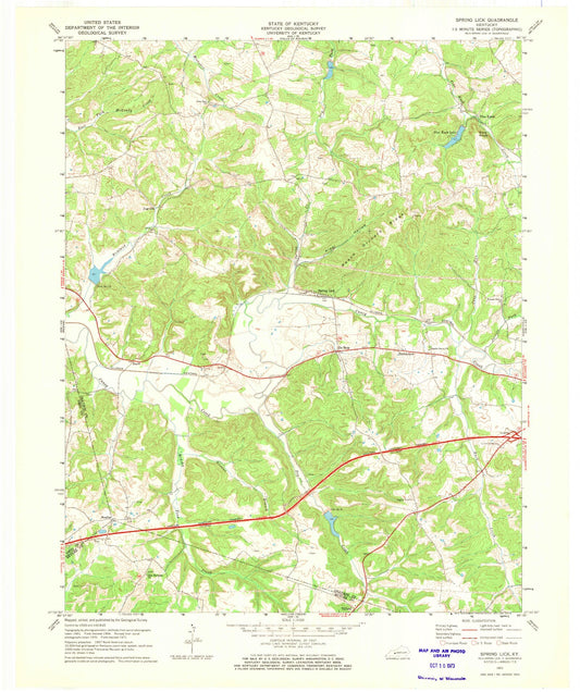 Classic USGS Spring Lick Kentucky 7.5'x7.5' Topo Map Image
