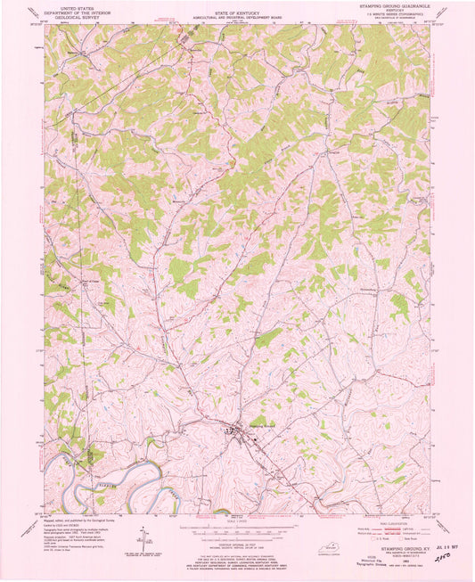 Classic USGS Stamping Ground Kentucky 7.5'x7.5' Topo Map Image
