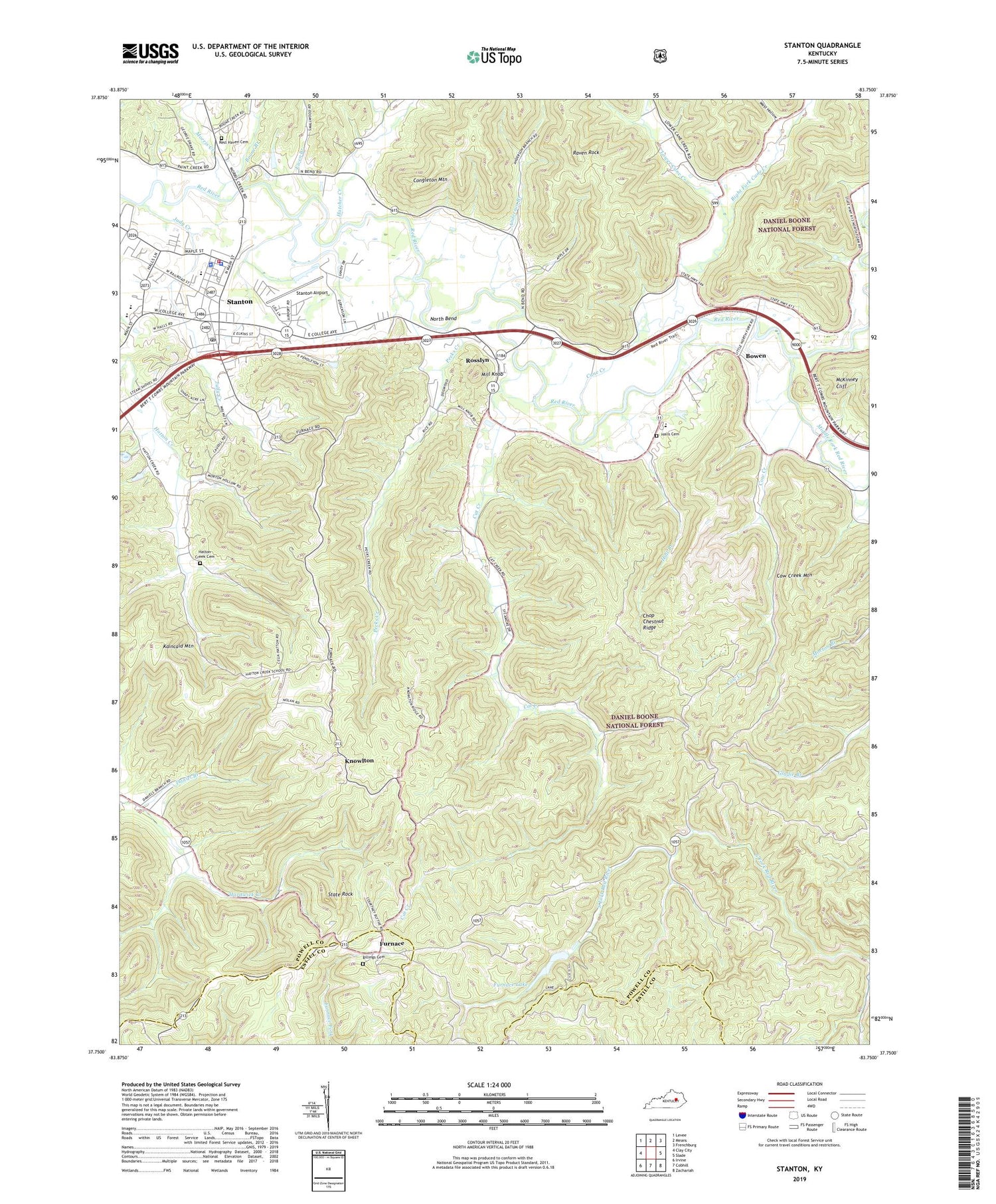 Stanton Kentucky US Topo Map Image