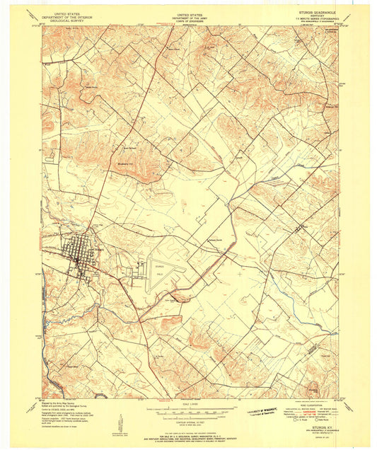 Classic USGS Sturgis Kentucky 7.5'x7.5' Topo Map Image