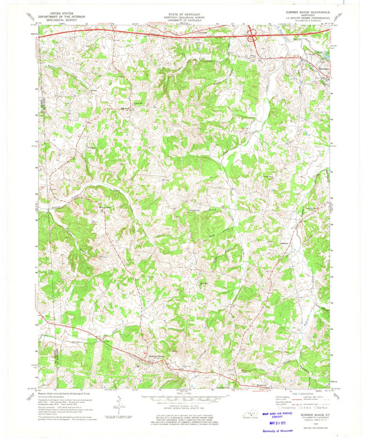 Classic USGS Summer Shade Kentucky 7.5'x7.5' Topo Map Image