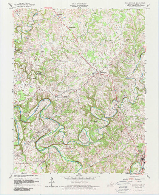 Classic USGS Summersville Kentucky 7.5'x7.5' Topo Map Image
