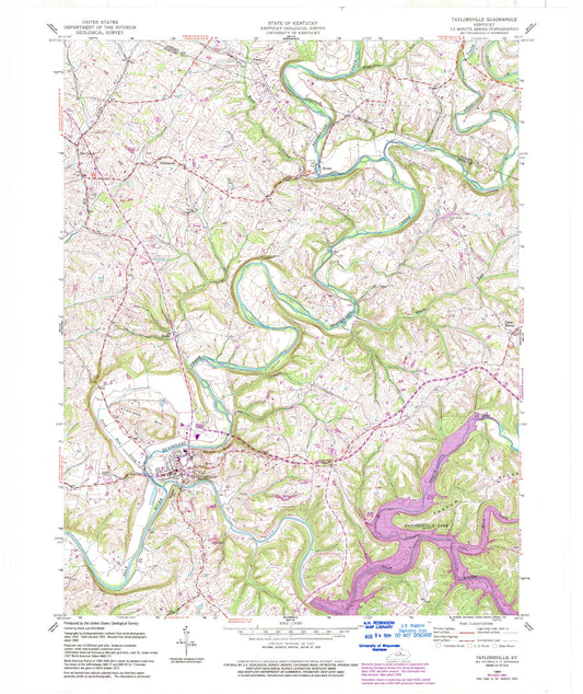 Classic USGS Taylorsville Kentucky 7.5'x7.5' Topo Map Image