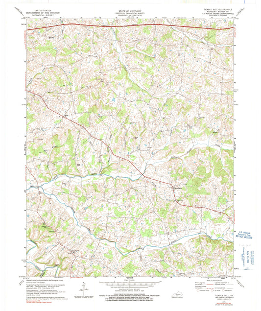 Classic USGS Temple Hill Kentucky 7.5'x7.5' Topo Map Image